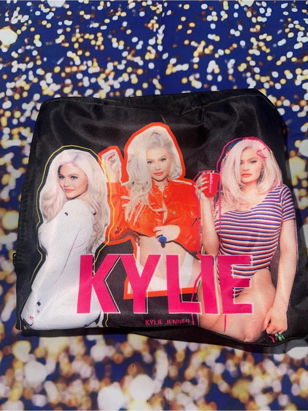 Black Cosmetic Pouch with Kylie logo